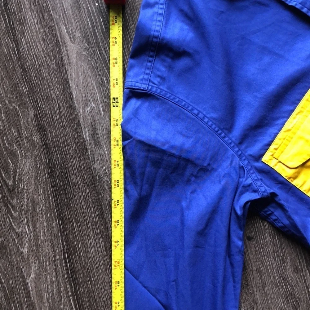 RARE Vintage Polo Ralph Lauren Sport Classic Fit Utility Shirt Blue Yellow Green